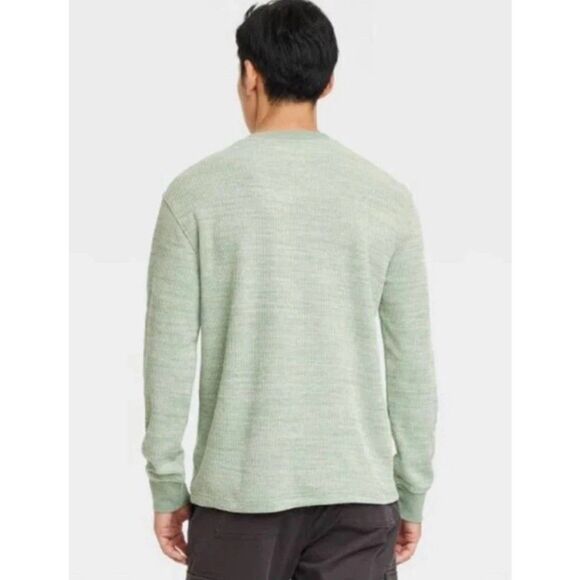 NWT Goodfellow & Co Men's Medium Sage Green Long Sleeve Textured Henley. NWT - Picture 2 of 8